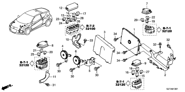 2016 Honda CR-Z Cover, Engine Control Module Diagram for 37823RBJ000