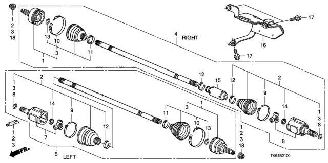 2012 Honda Fit Driveshaft Assembly, Passenger Side Diagram for 44305TF0N20