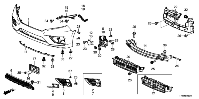 2019 Honda Odyssey Clip, Bumper Diagram for 91505TY4A40