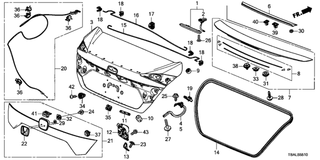 2020 Honda Civic  Holder, Trunk Open Diagram for 74874TBAA01
