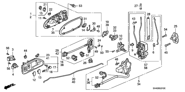 1997 Honda Accord Lock Assembly, Right Front Power Door Diagram for 72110SY1X01