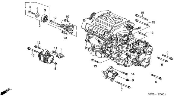 2001 Honda Accord Bolt, Flange (6X60) Diagram for 960010606000
