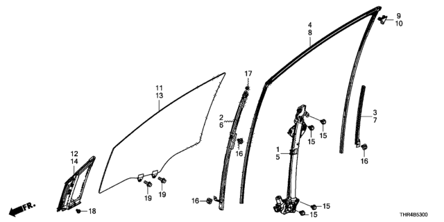 2019 Honda Odyssey Sash, R. FR. Door Center (Lower) Diagram for 72231THRA01