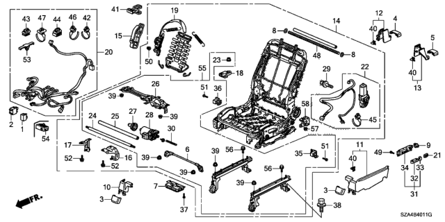 2011 Honda Pilot  Switch Assembly, Driver Side Power Seat (8Way) (Warm Gray) Diagram for 81650S3VA01ZH