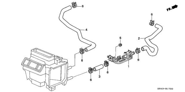 1998 Honda Accord Hose B, Water Inlet Diagram for 79722S84A00