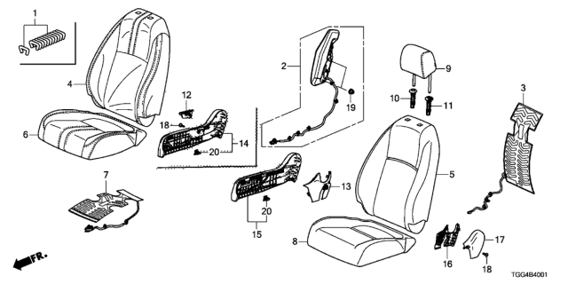 2018 Honda Civic  Cover Set, Passenger Side Trim (Cashmere Ivory) (Side Airbag) Diagram for 81125TGGA41ZA