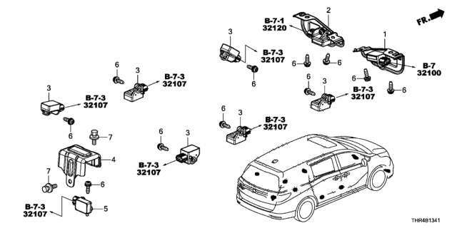 2018 Honda Odyssey  Sensor Assy., Satellite Safing Diagram for 77975THRA01