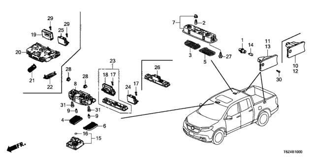2020 Honda Ridgeline Module Assy., FR. Roof Diagram for 36620T6ZA51