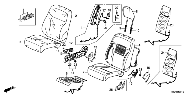 2013 Honda Civic  Pad, R. FR. Seat-Back Diagram for 81127TR6L61