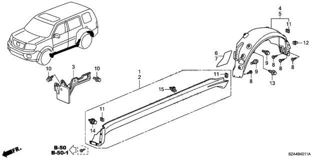 2014 Honda Pilot  Tape, L. RR. Door Protection Diagram for 75895SZAA00