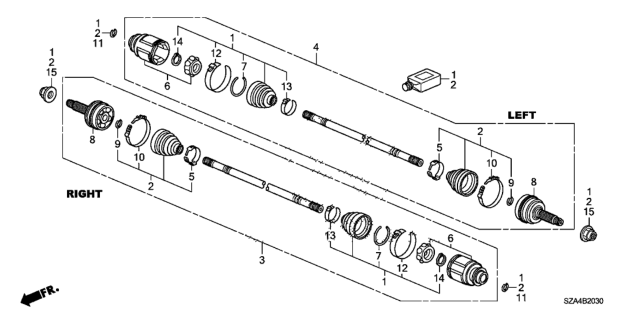 2013 Honda Pilot Shaft Assembly, L Drive Diagram for 42311SZAA02
