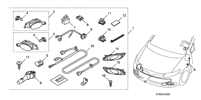 2012 Honda Civic  Switch Assembly, Lighting & Turn Signal Diagram for 35255TR0X11