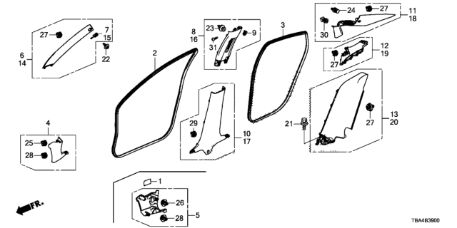 2017 Honda Civic  Garn Assy*NH882L* Diagram for 84101TBAA11ZB