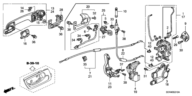 2006 Honda Accord Hybrid  Handle Assembly, Right Front Door (Outer) (Royal Ruby Red Pearl) Diagram for 72140SDAA21ZG