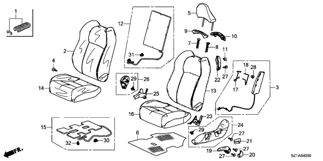 2016 Honda CR-Z  Cover, Left Front Seat Cushion Trim (Deep Black) (Leather) Diagram for 81531SZTG24ZF