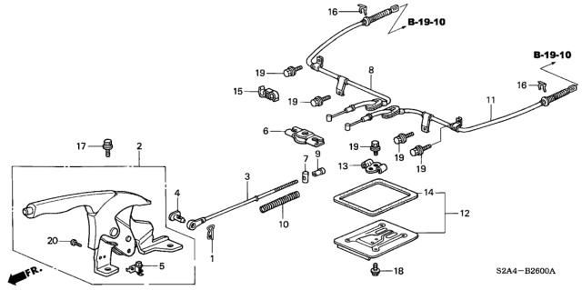 2004 Honda S2000 Base, Wire Guide Diagram for 47572ST0000