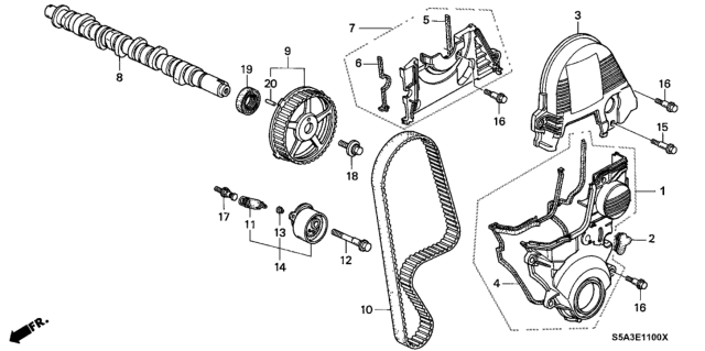 2003 Honda Civic  Bolt A, Tensioner Diagram for 14517PLC013
