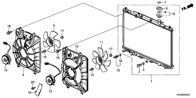 2013 Honda CR-V  Shroud Complete Diagram for 38615R5AA01