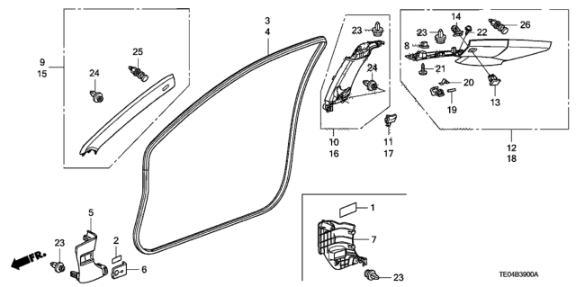 2008 Honda Accord  Clip, FR. Pillar Garnish Diagram for 91561TA0A01