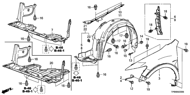 2015 Honda Crosstour  Stay, L. FR. Fender Diagram for 60262TP6A00ZZ