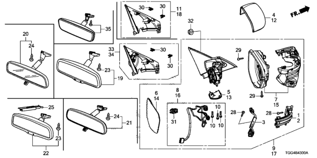 2017 Honda Civic Housing Set, L. Diagram for 76255TEKM01