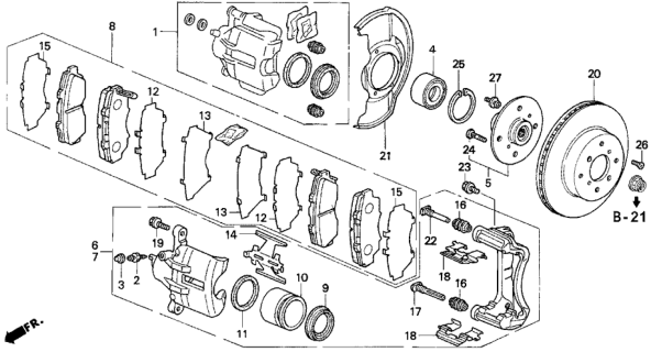 1993 Honda Prelude  Retainer Diagram for 45237SP0003