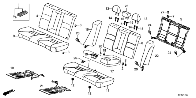 2014 Honda Accord  Cover, Rear Seat Cushion Trim (Platinum Gray) Diagram for 82131T3VA01ZA