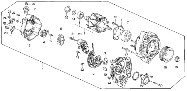 1995 Honda Prelude  Regulator Assembly Diagram for 31150P54003