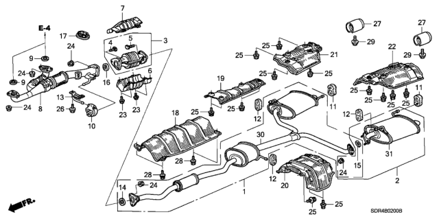 2005 Honda Accord Hybrid Rubber, Exhuast Mounting Diagram for 18215SEAJ01