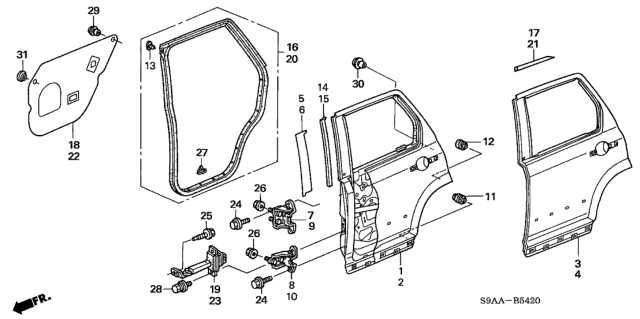 2006 Honda CR-V  Stopper, Door Diagram for 72142S9A000