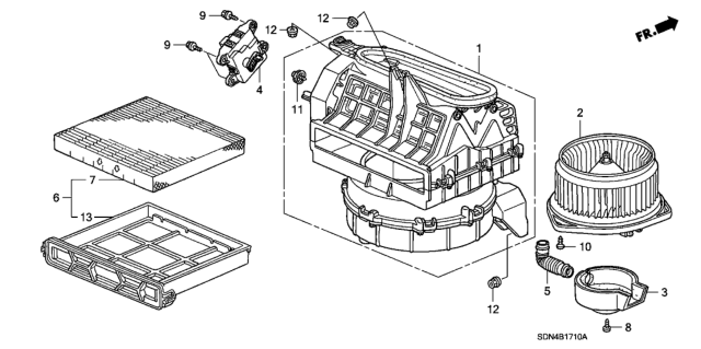 2004 Honda Accord Motor Assembly Diagram for 79310SDNA01