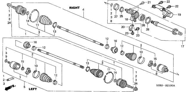 2004 Honda Civic  Circlip (23MM) Diagram for 44338S04300
