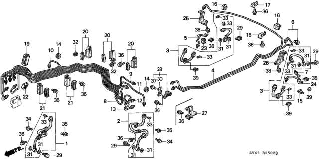 1996 Honda Accord  Clip, Brake Pipe Diagram for 46391SW3003