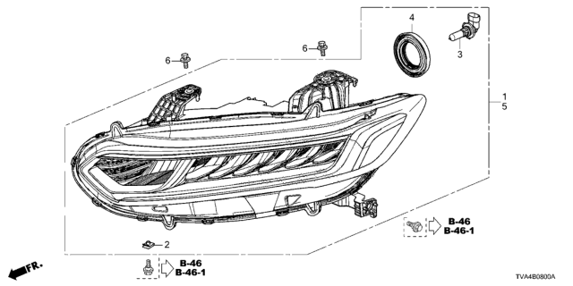 2019 Honda Accord Headlight Assembly, Driver Side Diagram for 33150TVAA01