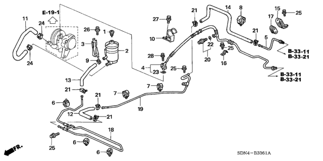 2006 Honda Accord  Clip, Return Hose (Black) Diagram for 53729S0XA01