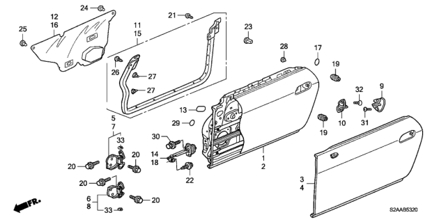 2009 Honda S2000  Panel, R. FR. Door (DOT) Diagram for 67010S2AA93ZZ