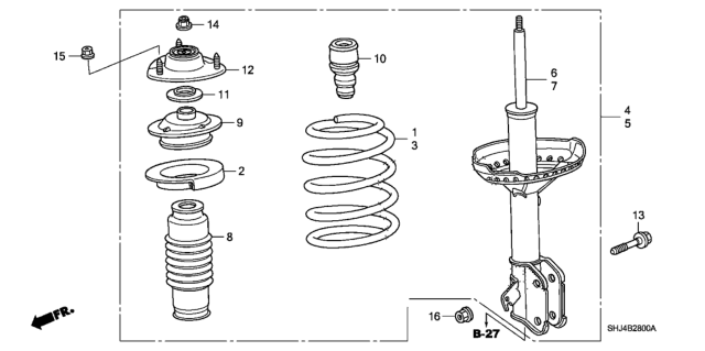 2007 Honda Odyssey  Shock Absorber Assy., L. FR. (Green) Diagram for 51602SHJA49