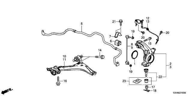 2014 Honda Accord  Knuckle, Right Front Diagram for 51210T2AY00