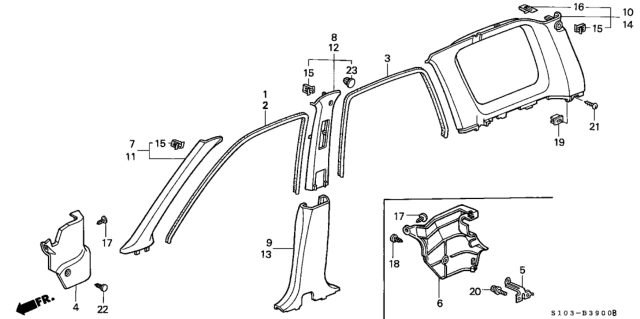 1999 Honda CR-V Bracket, Cowl Side Diagram for 83113S01A00