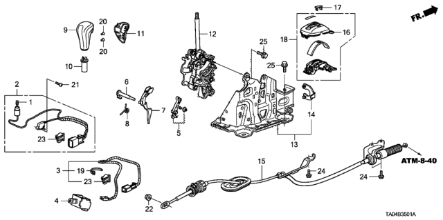 2009 Honda Accord Knob Assy., Select *NH608L* (UH GUN METALLIC) Diagram for 54130TA0A81ZA