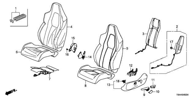 2017 Honda Civic  Heater, Left Front Seat-Back Diagram for 81524TBFA01