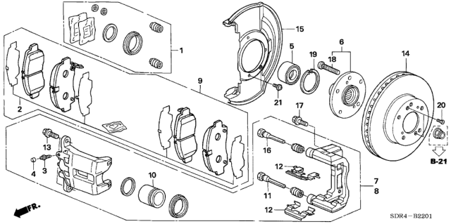 2007 Honda Accord Hybrid Caliper Sub-Assembly, Left Front Diagram for 45019SEAJ02