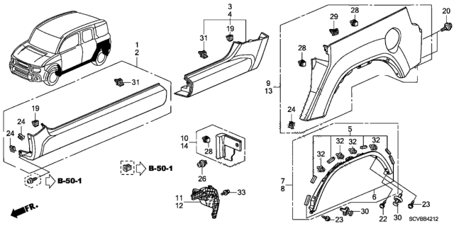 2011 Honda Element Bracket, L. RR. Cladding (Lower) Diagram for 74426SCVA00