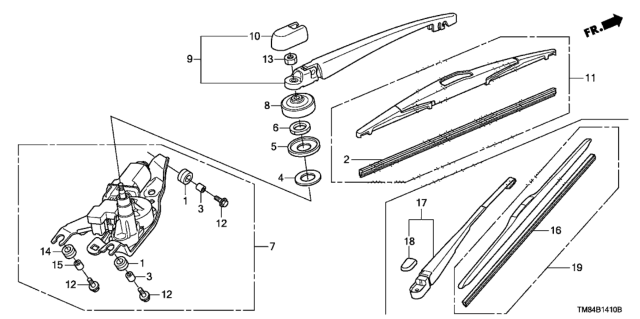 2012 Honda Insight  Blade, Rear Windshield Wiper (500Mm) Diagram for 76730TM8A01