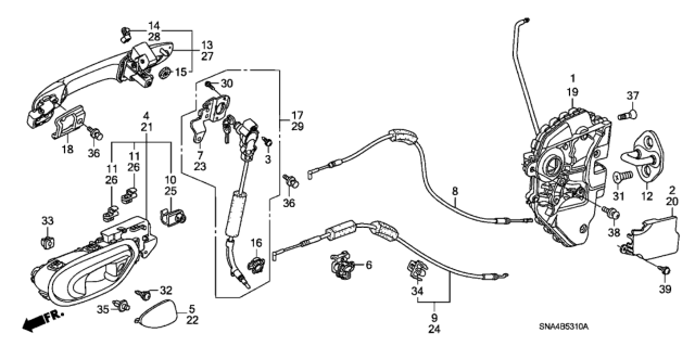 2007 Honda Civic  Handle Assembly, Driver Side Door (Outer) (Taffeta White) Diagram for 72180SNAA11ZD
