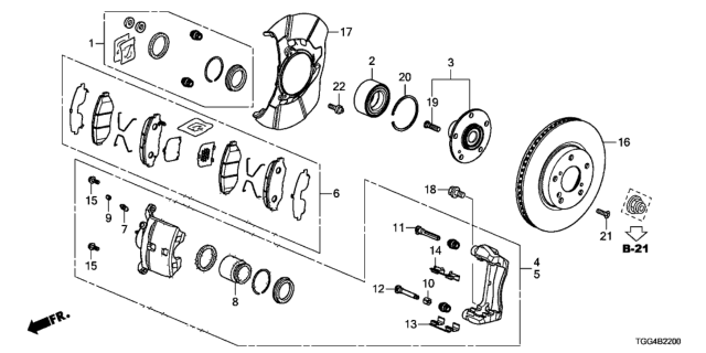 2018 Honda Civic Pad Set, Front Diagram for 45022TEAT00
