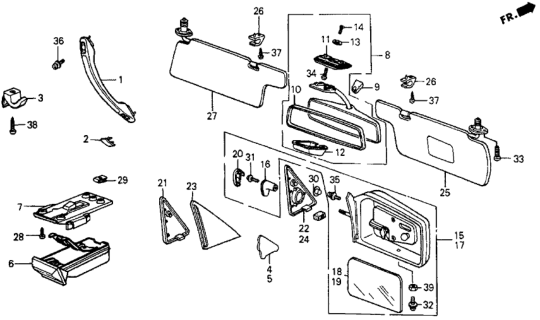 1985 Honda CRX Cap, Grab Rail *Y8L* (WARM WHITE) Diagram for 71851692000ZA