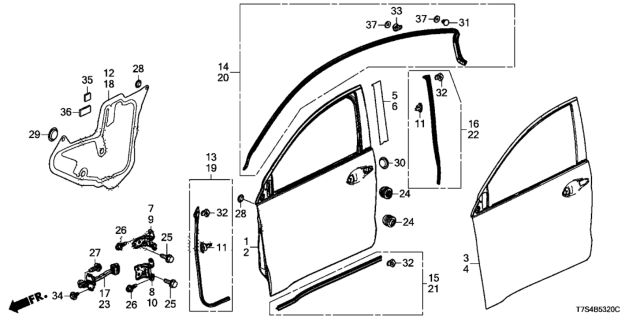 2016 Honda HR-V  Seal, L. FR. Diagram for 72361T7WA02