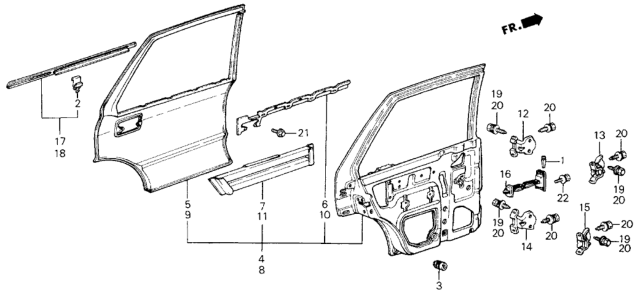 1987 Honda Civic  Hinge A, Rear Door (Lower) Diagram for 76730SB4003ZZ