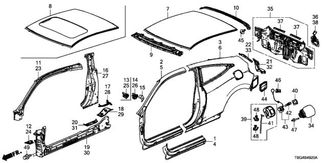 2018 Honda Civic  Panel, L. Side Sill Diagram for 04641TBGA01ZZ